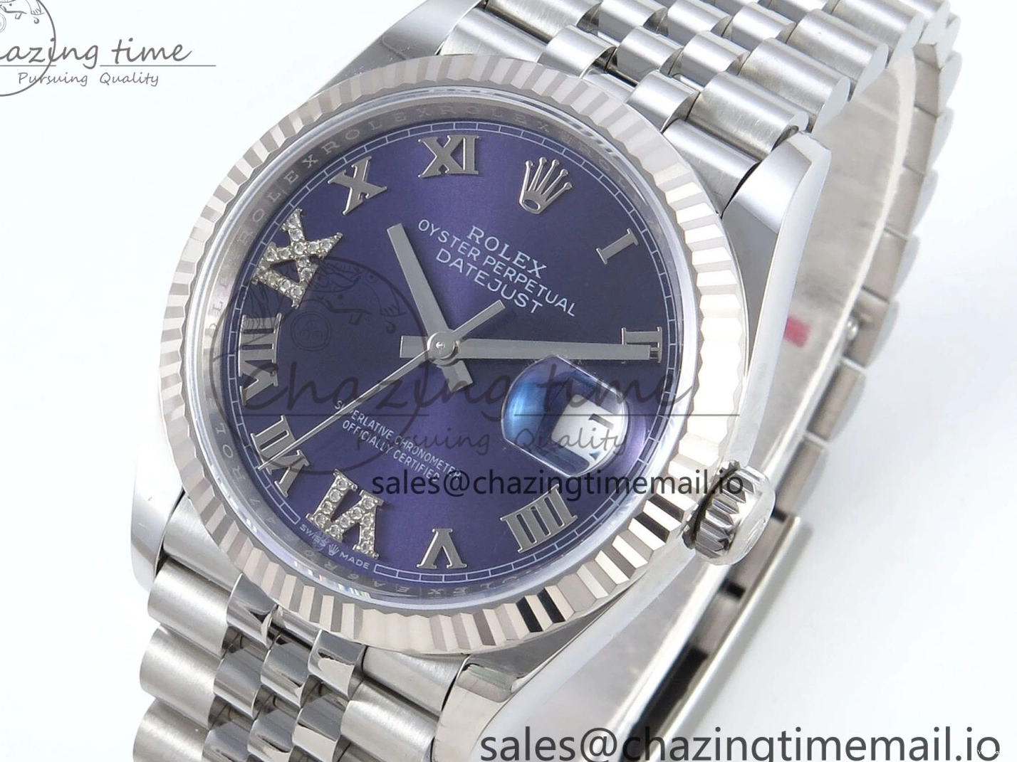 Purple Roman Edition 36 Diamonds DateJust on Bracelet A3235 Dial Jubilee Best EWEF 126234 0218